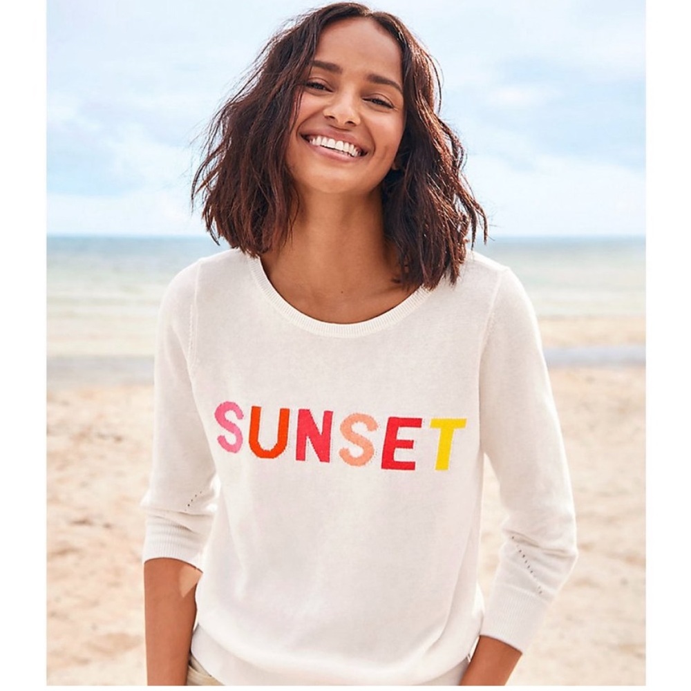 Ann Taylor LOFT ‘Sunset’ Graphic Linen Blend Sweater